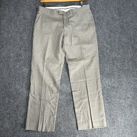 Lauren Ralph Lauren Pants Men 34 Trim Fit Gray Wool Flat Pockets Straight Leg - Picture 1 of 6